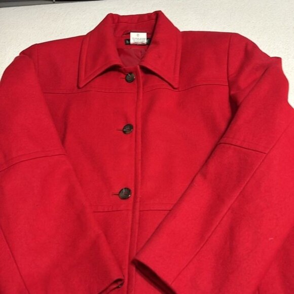 Harve Bernard Red Wool Blend Pea Coat Sz10P Career Old Money Preppy - Picture 6 of 13